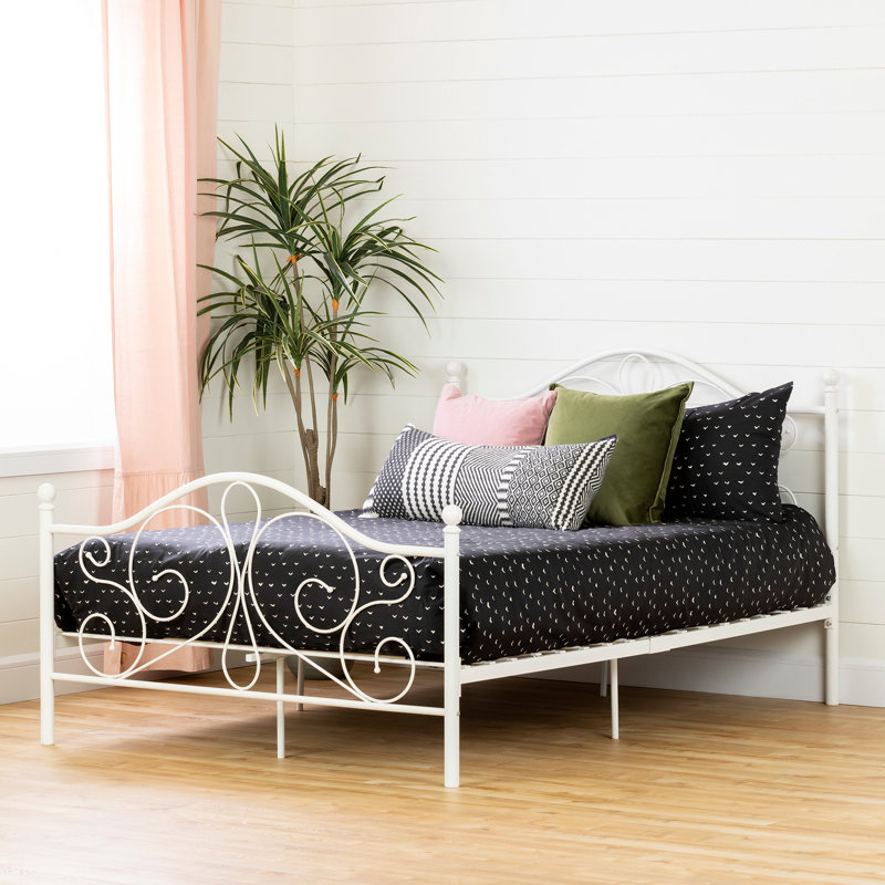 Lit plateforme Malissa, Blanc, Double