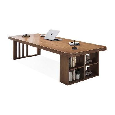 Bureau de direction rectangulaire en bois massif noyer