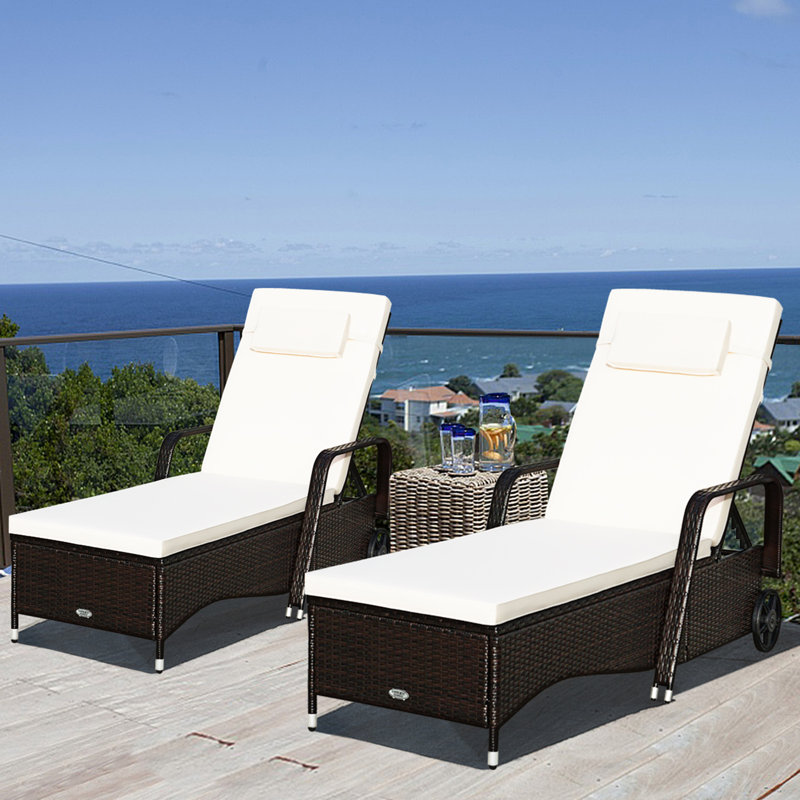 Chaise longue inclinable 79 po avec coussins 79 po, Crème