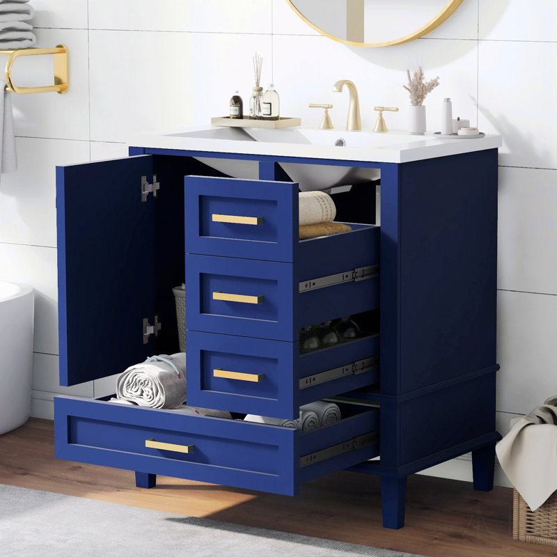 Rangement de salle de bain Sumehra, Bleu
