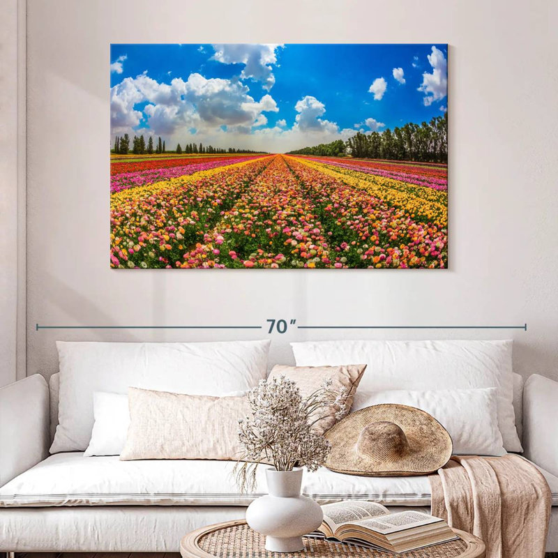 Champ de fleurs de kibboutz Alvord, H 32 po x l 48 po