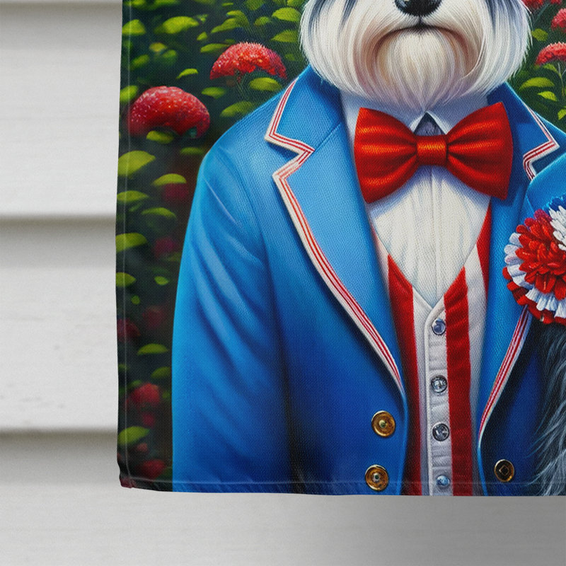 Drapeau «All American House», Schnauzer à rayures bleues et rouges