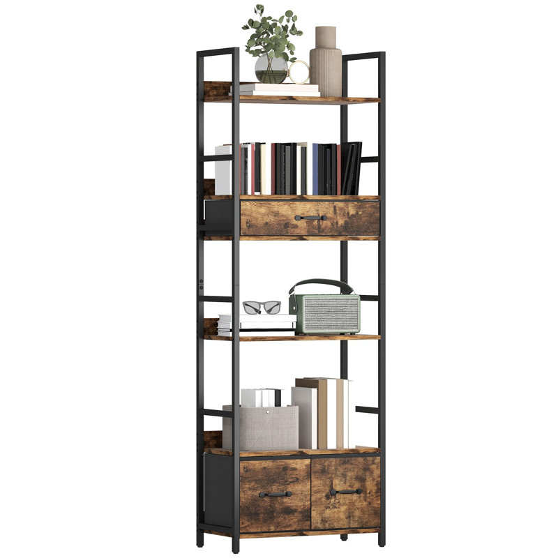 176cm H x 60cm W Metal Bookcase, Brown