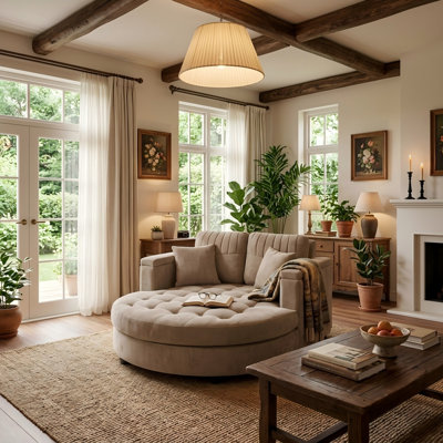 Canapé-lit convertible en méridienne incurvée de 139 cm (54,7 po) avec assise capitonnée et coussins amovibles, bruns, idéal pour le salon.