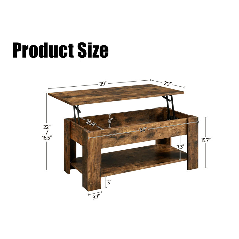 Table basse en bois à plateau relevable