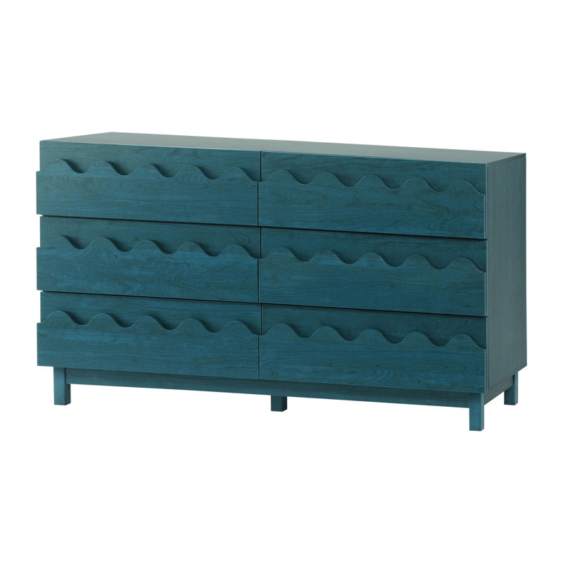 Commode double 6 tiroirs 60 po, Bleu