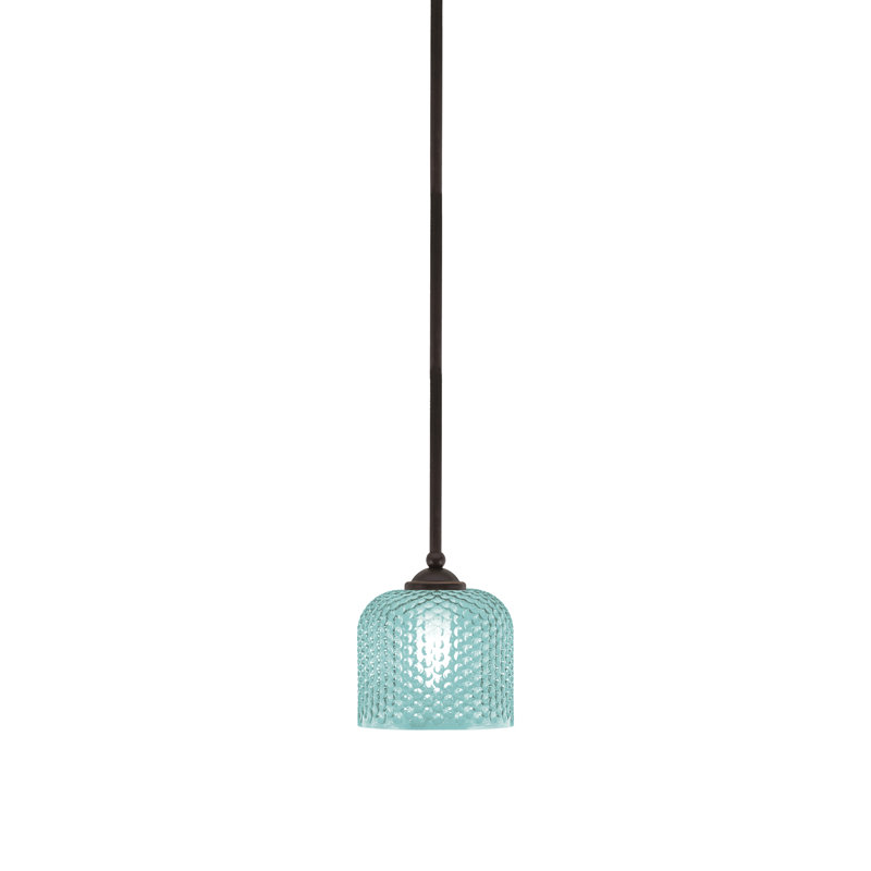 Mini-luminaire suspendu suspendu Zilo en verre turquoise 6 po Zilo, Bronze, Bleu