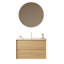 Meuble-lavabo de 76 cm avec lavabo, fixé au mur en contreplaqué, lavabo en céramique blanche, fini chêne, tiroirs de rangement, meuble préassemblé, fonctionnel
