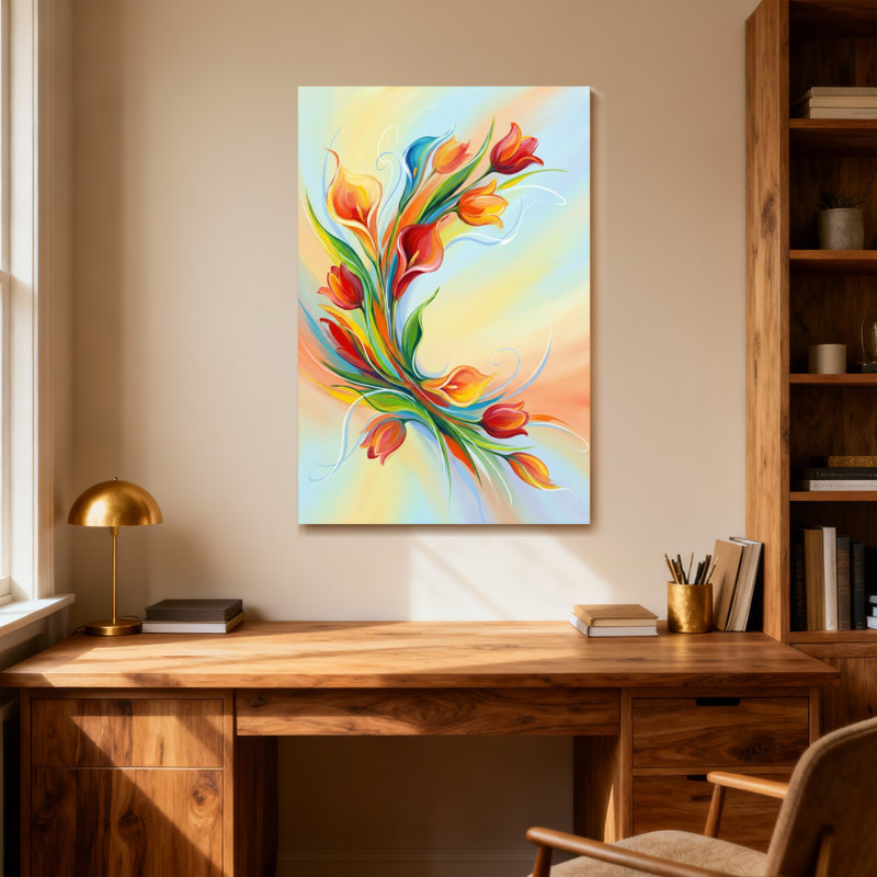 Plantes et fleurs, tulipes colorées sur fond doux