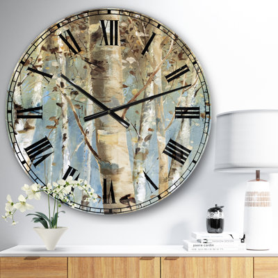 Horloge murale Swigart White Birch Forest II - Farmhouse