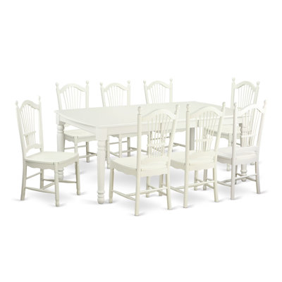 5 Piece Dining Set Includes a Rectangle Dining Room Table with Butterfly Leaf and 4 Wood Seat Chairs, 42x78 Inch, Linen White