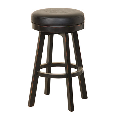 Swivel Upholstered Counter Stool with Solid Wood Frame