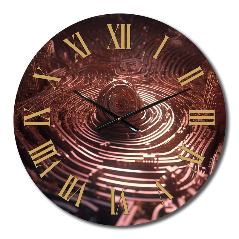 Horloge murale en métal «Heart Of The Pink Chrome Labyrinth I», Moyenne