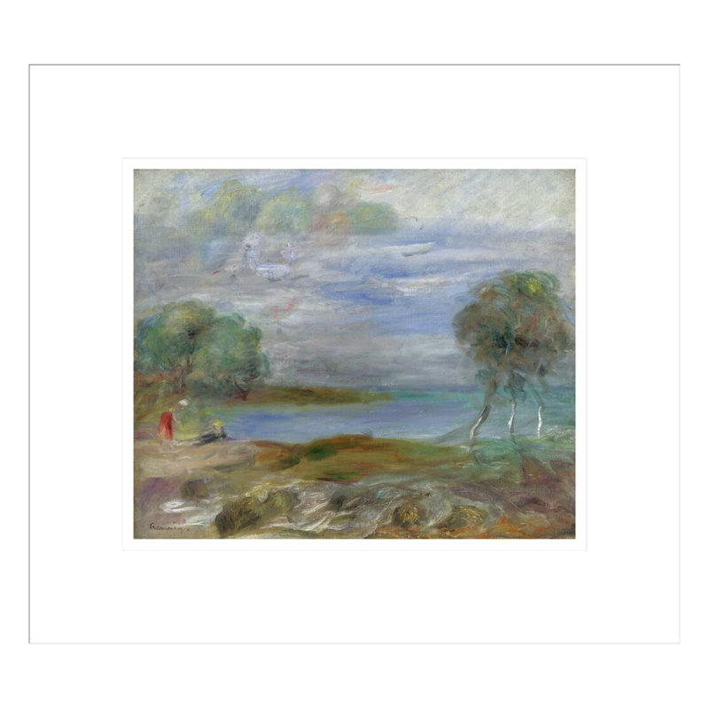 «Deux personnes au bord de l'eau» par Pierre-Auguste Renoir, impression giclée encadrée, H 13,75 po x l 15,31 po