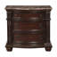 Table de chevet de style européen traditionnel avec plateau en marbre véritable et 3 tiroirs, finition cerisier foncé avec basculement doré