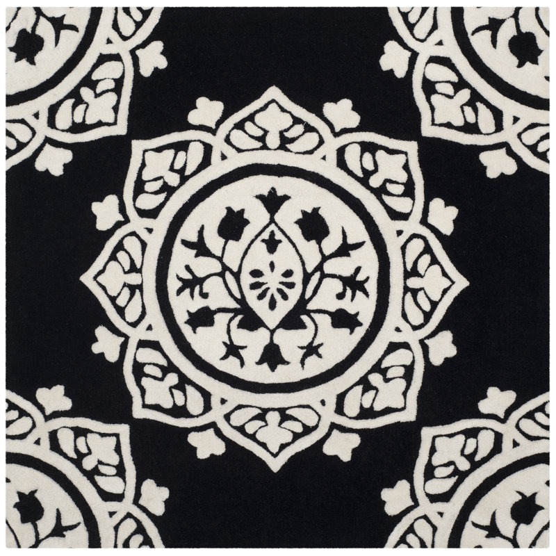 Rudra Hand Tufted Wool Floral Rug, Square 5'