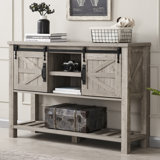 Nyx 46'' Farmhouse Entryway Table ,Wood Console Table with Sliding Barn Doors & Adjustable Shelf, Sofa Table For Hallway, Entry Way, Living Room, Foyer