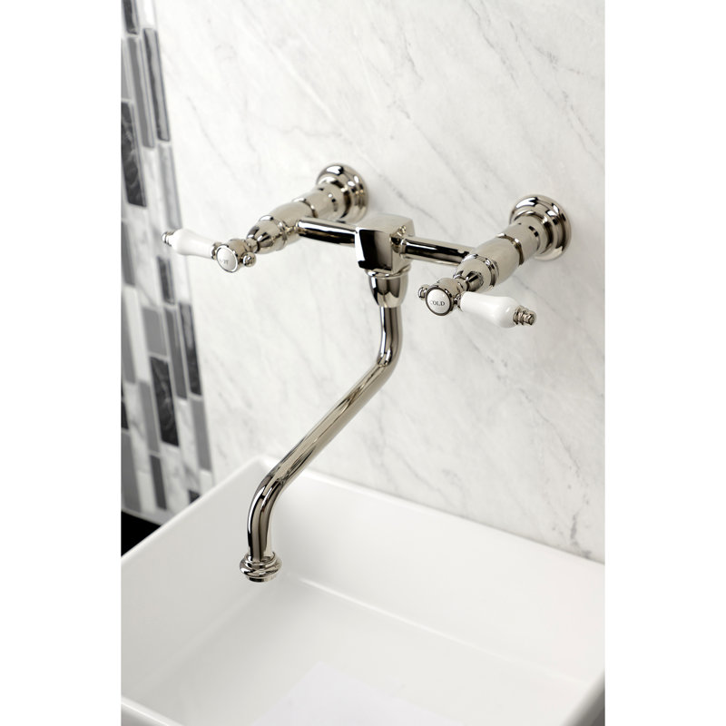 Kingston Brass Bel-Air Two-Handle 2-Hole Wall Mount Bathroom Faucet, Polished Nickel