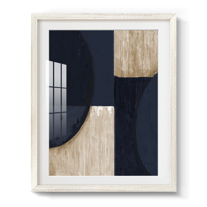 Réflexions bleu marine - imprimé encadré, H 28,5 po x l 20,5 po, Blanc