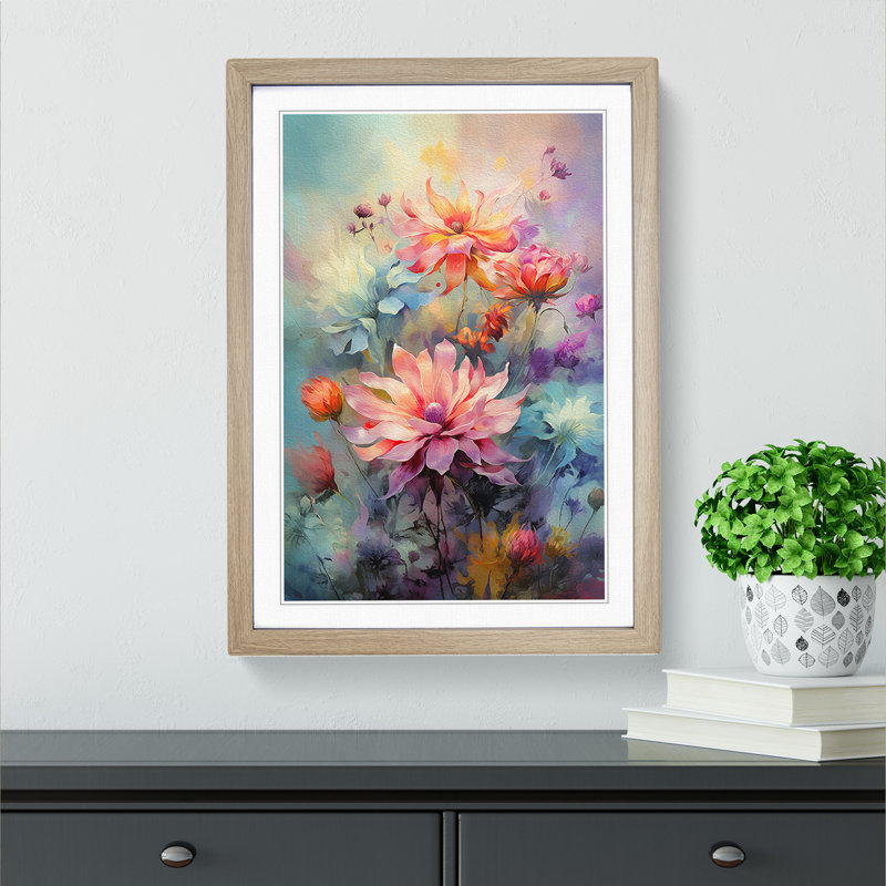 Wildflowers Digital Art - Framed Print, Oak Framed, 34cm H x 25cm W