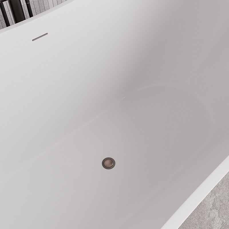 Baignoire autoportante 71 po blanc brillant avec drain interne Streamline, Bronze huilé mat