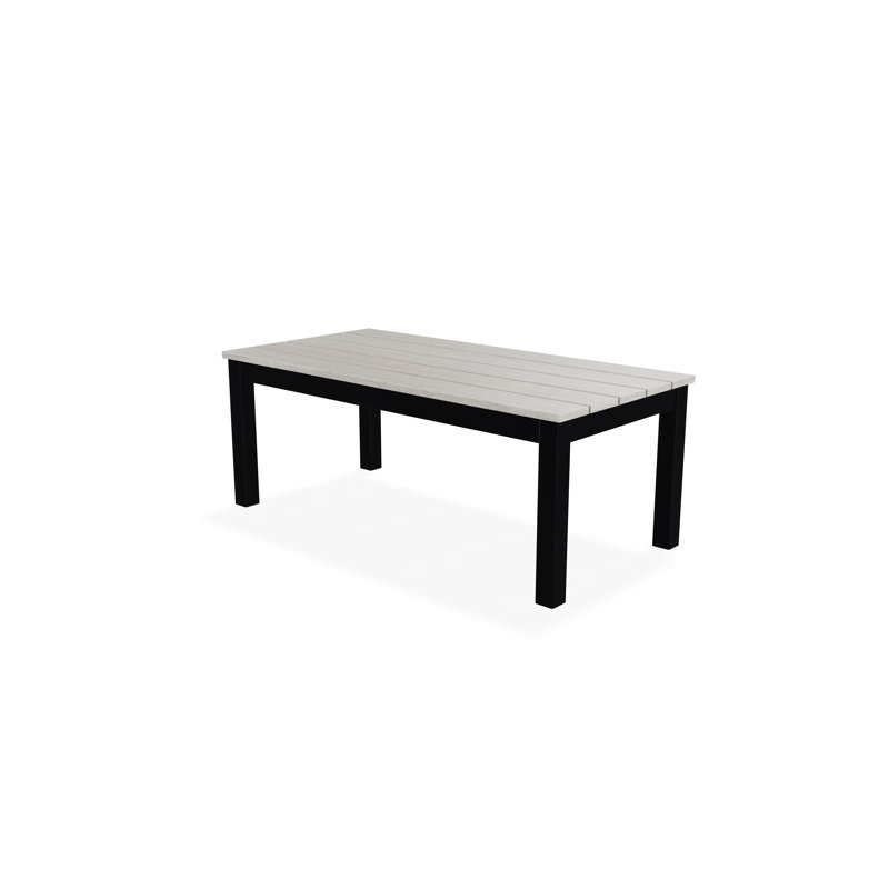 Table basse d'extérieur 24 po x 48 po en polymère rustique, Blanc/Noir