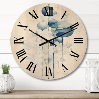 Tranquility Vintage Light Blue Circles IV - Modern Geometric Oversized Wood Wall Clock -  East Urban Home, EDD1284BA71C49F8AD0F889E929ECBB5