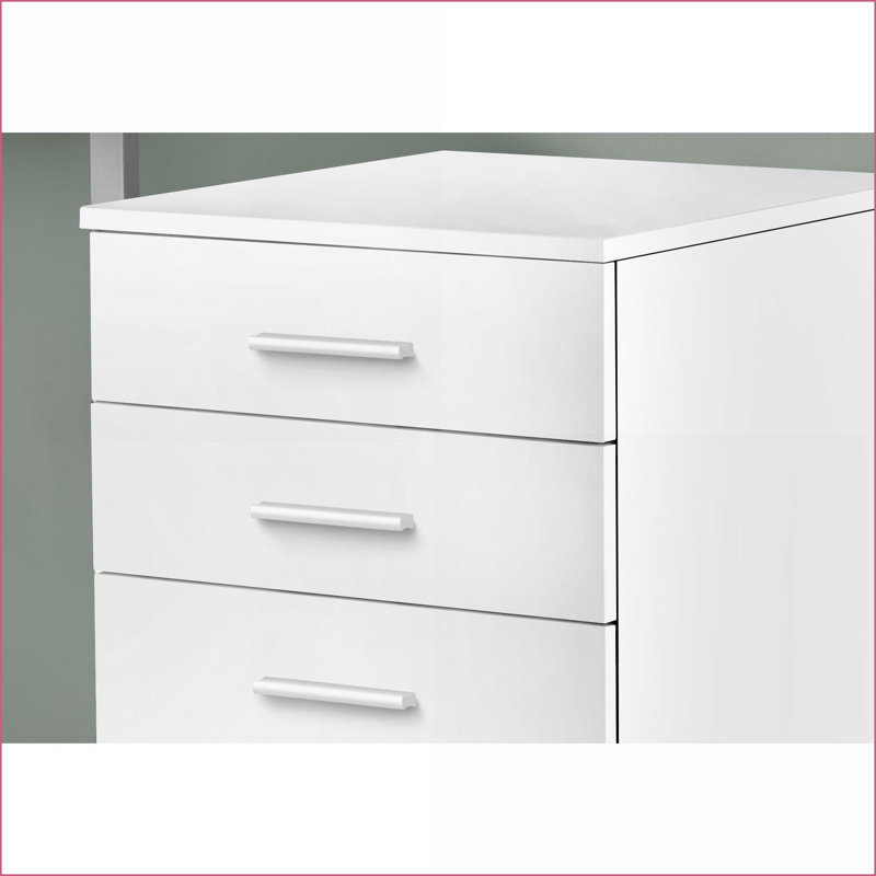 File Cabinets, Rolling Mobile 3-Drawer, Snow White Laminate Printer Stand | White | Particle Board