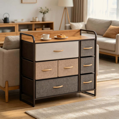 Modern Storage Cabinet with Open Top Shelf,Vertical Chest of Drawers,Stylish Floor Cabinet,Storage Dresser