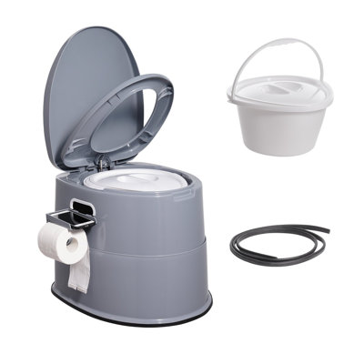 Portable Camping Toilet with 1.3 Gallon Detachable Inner Bucket, Dual Sealing Lids, Paper and Phone Holder, 300 Pound Capacity, 5 Pound Body