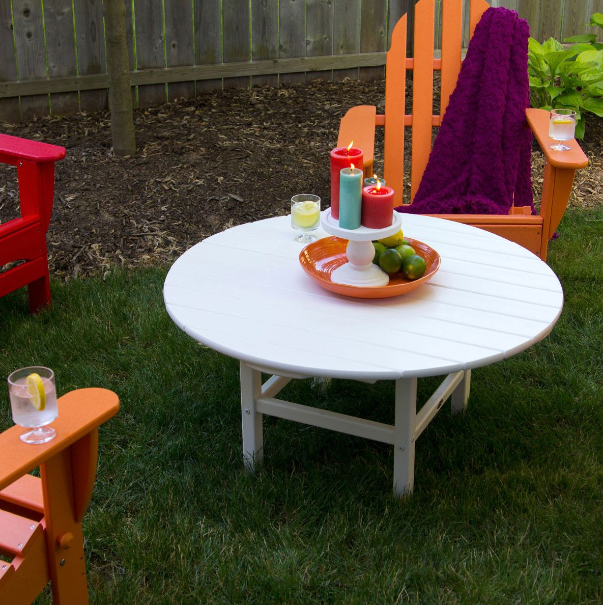 POLYWOOD® Classic Adirondack 4-Person Patio Seating Group, Sunset Red/Orange
