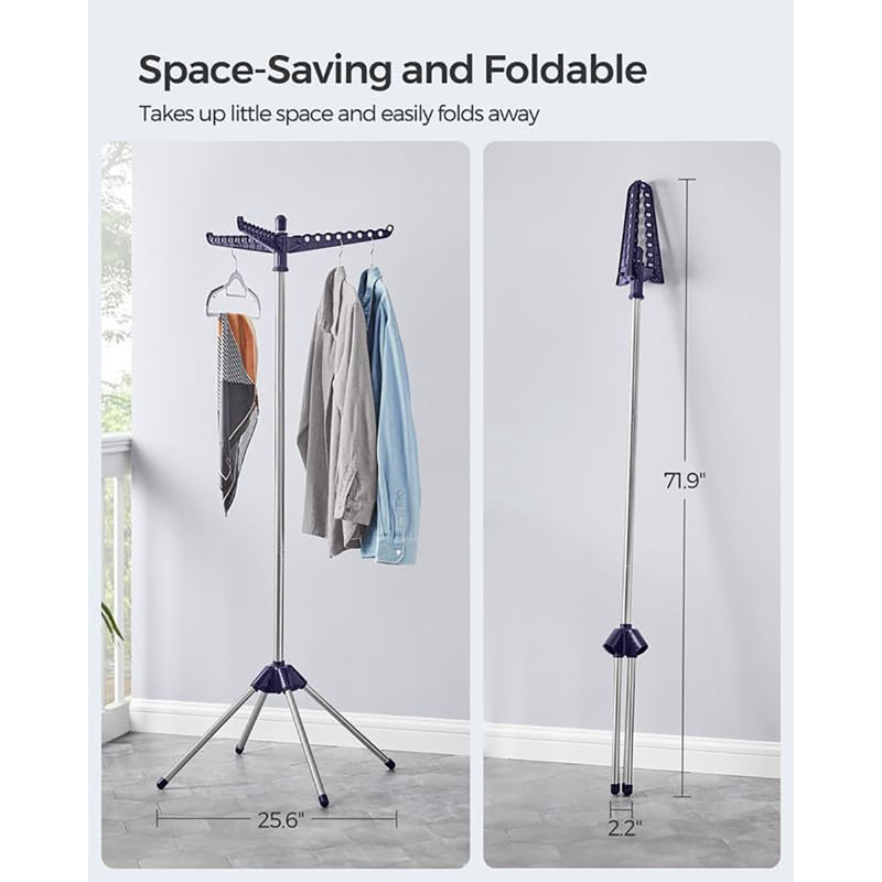 Séchoir à linge rotatif / parapluie, Bleu / Argent