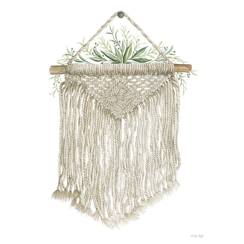 «Macrame and Greenery» par Cindy Jacobs - reproduction d'art sur toile tendue, H 48 po x l 32 po