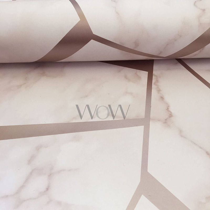Fractal 10m x 53cm Metallic Wallpaper Roll, Rose Gold