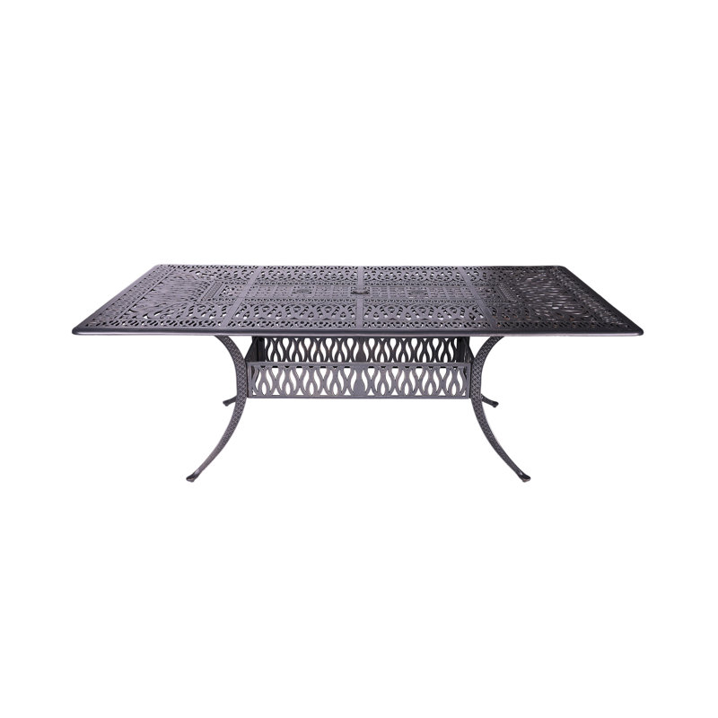 Table rectangulaire de couleur désert en aluminium avec finition bronze industriel, style table de largeur 84 po, texture, hauteur 29 po x 44 po