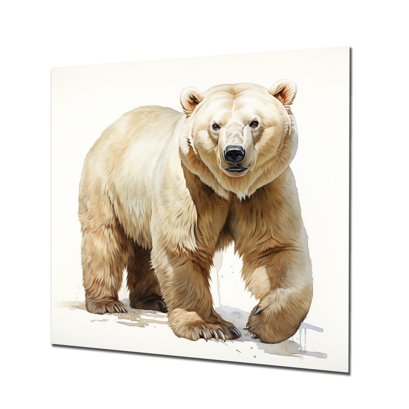 Hiver blanc, ours polaire II - ours 2, art mural en métal, H 16 po x l 16 po