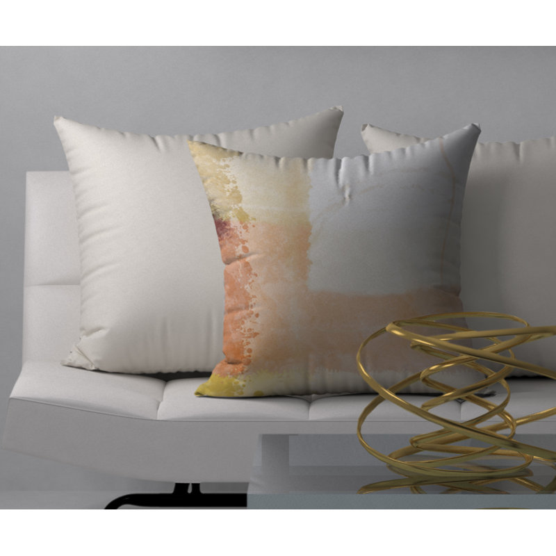  Housse de coussin carré et insert, 24" X 24", Blanc / beige / orange