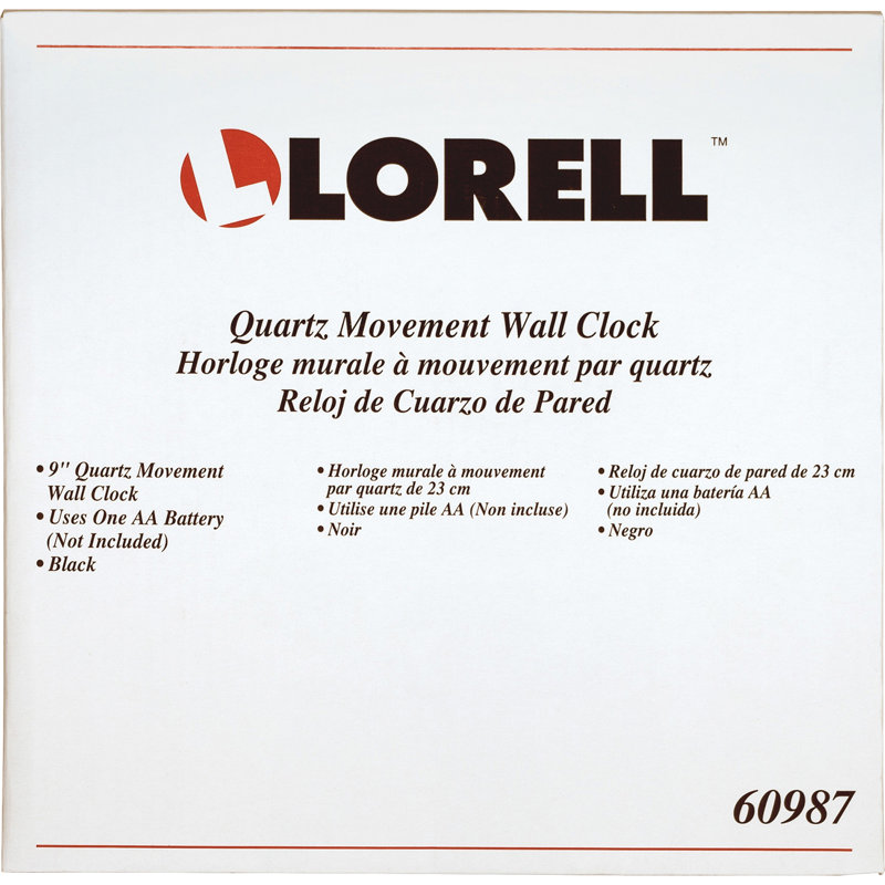 Lorell 9" Black and White Quartz Wall Clock