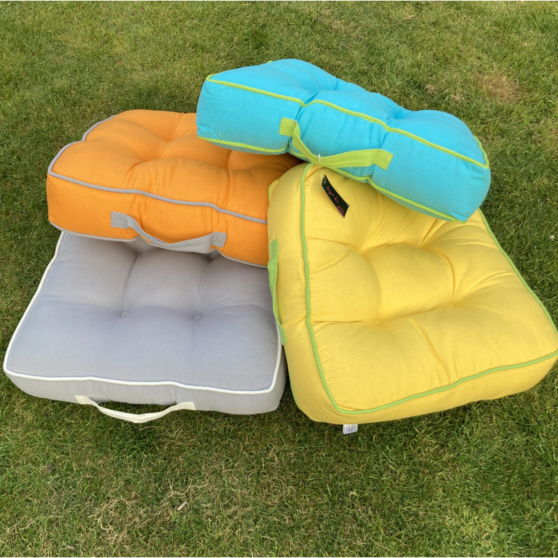Tom Indoor / Outdoor Grey Square Floor Cushion, Grey