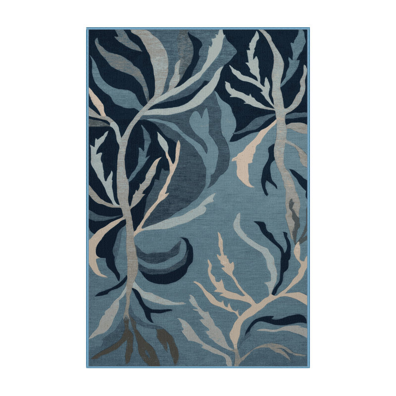 Tapis bleu lavable à la machine, Rectangle 2 pi x 3 pi