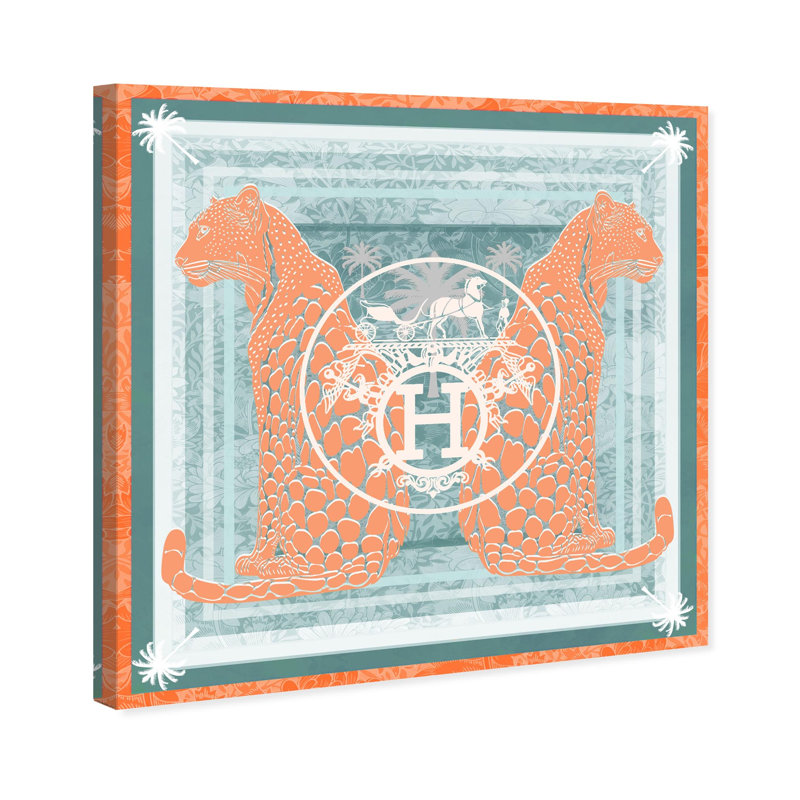 Casablanca to Paris Peach Print Glam Jungle by Oliver Gal, Black Frame, 12 x 12, 12"H x 12"W, Canvas Unframed