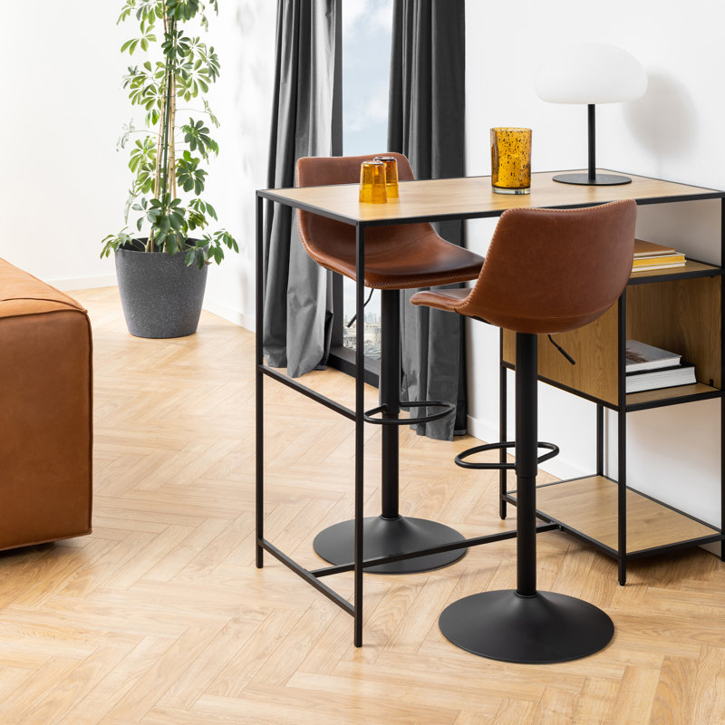 Satya Upholstered Counter Stool with Metal Frame, Brown