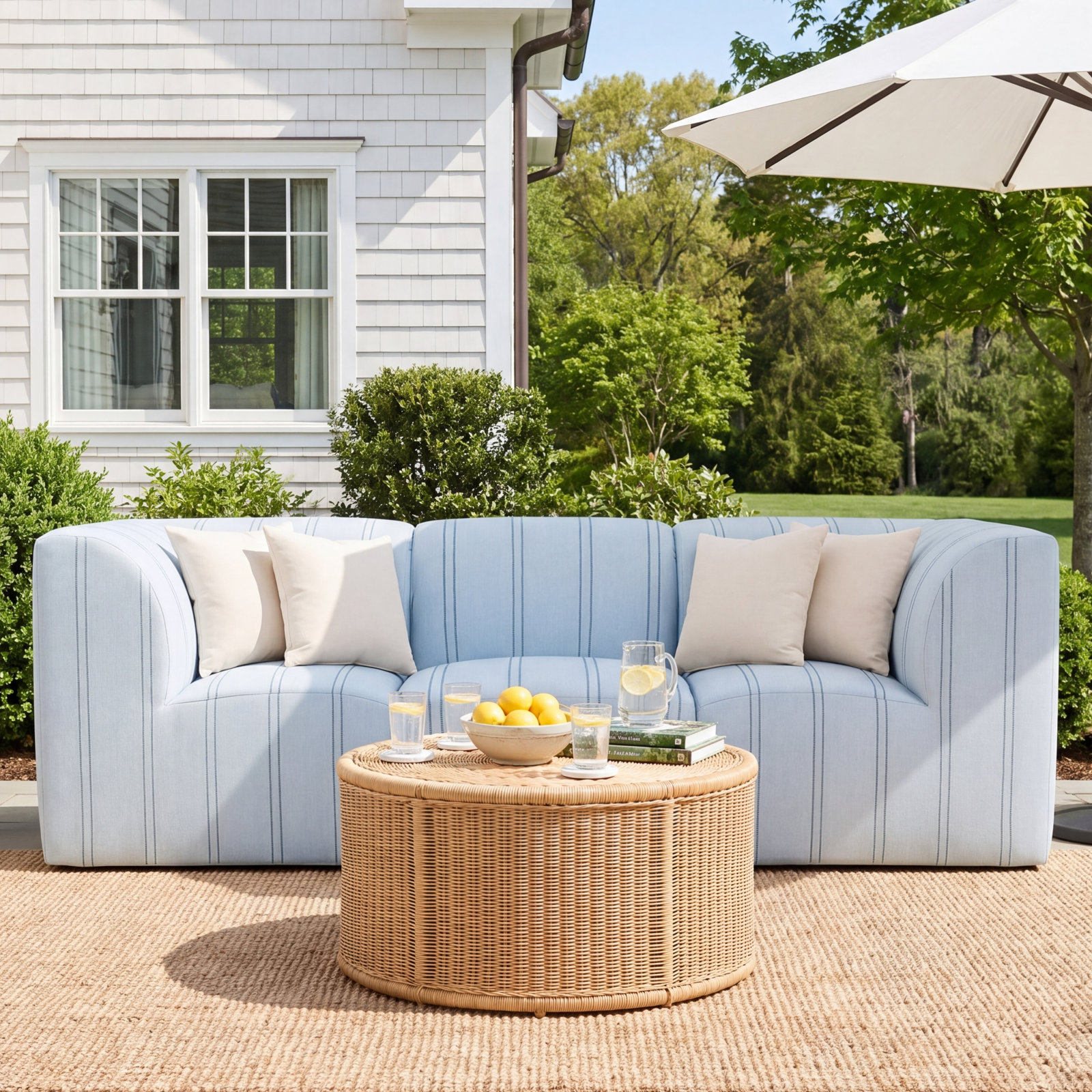 Eliana 96" Sunbrella® Patio Sofa, Wayward Sky