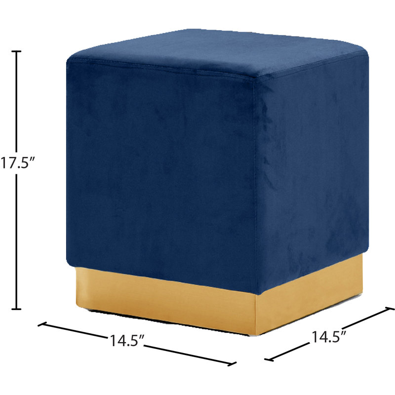 Annora Velvet Ottoman, Gold, Navy Velvet