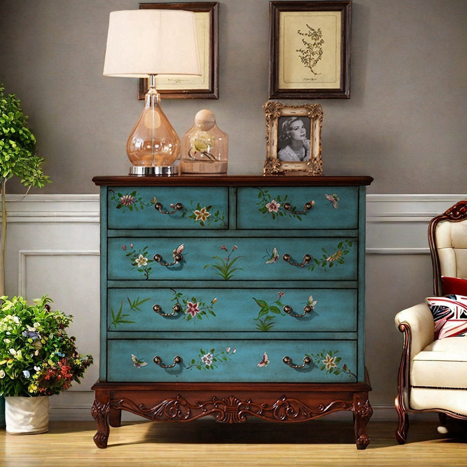 Vivid Space Creation Vintage 5-Drawer Entryway Accent Chest | Wayfair