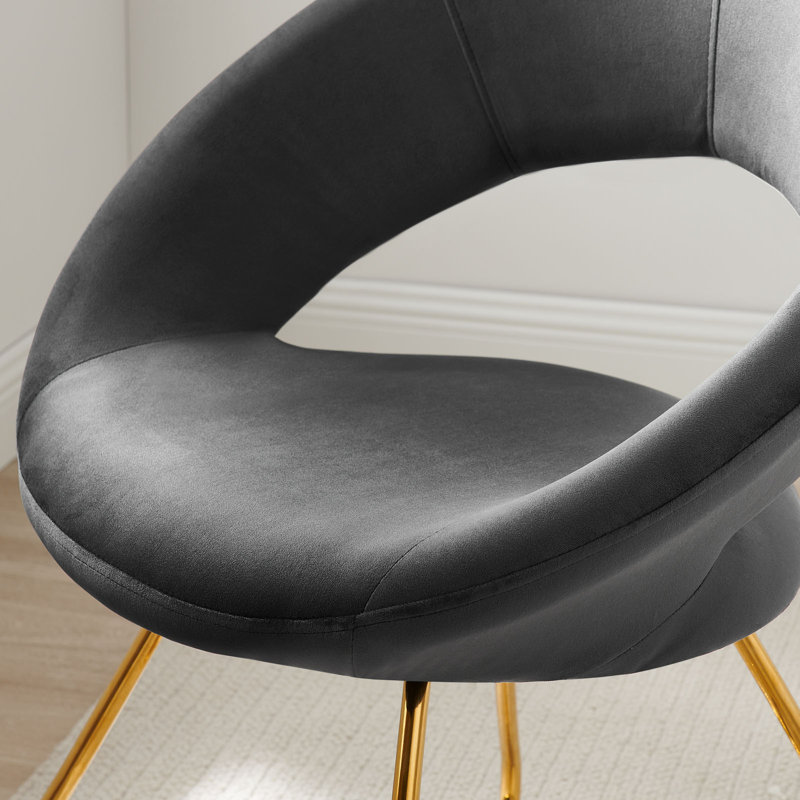 Ensemble de 2 chaises de salle à manger rembourrées Modway Nouvelle, Gris anthracite, Or