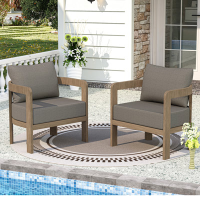 Ensemble de 2 chaises de patio modernes avec coussins de 6 po d'épaisseur