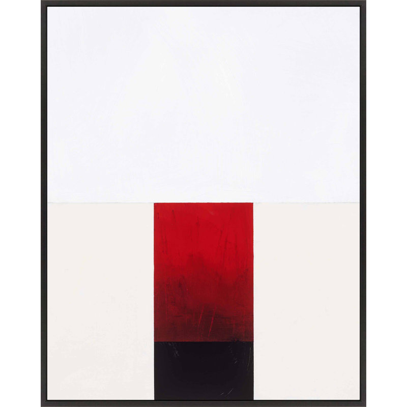 Tempo With Red 2 by Robert Kamnatnik, 30" H x 24" W x 1.38" D, Black Framed Canvas