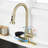 3-in-1 Kitchen Faucet with Press-Type Glass Rinser, Universal for 1 & 3 Holes, High-Arc Pull-Down Sprayer with 3 Function Spray Mode, Brushed Gold Finish-124871852