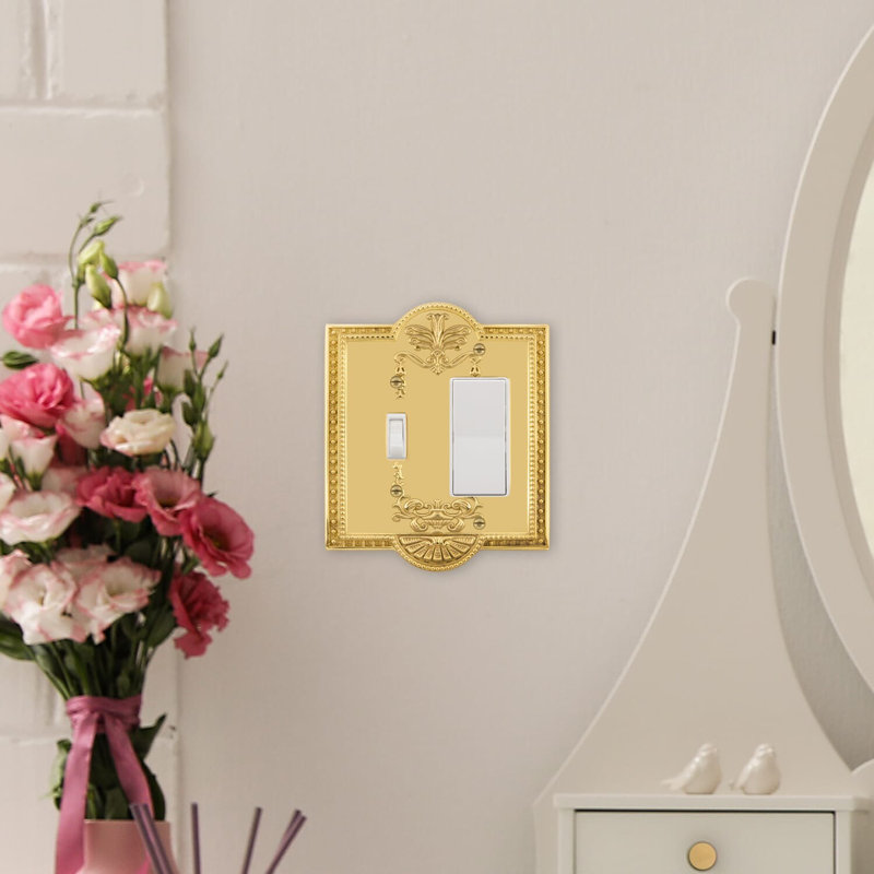 Meadows 2-Gang Toggle Light Switch / Rocker Combination Wall Plate, Polished Brass